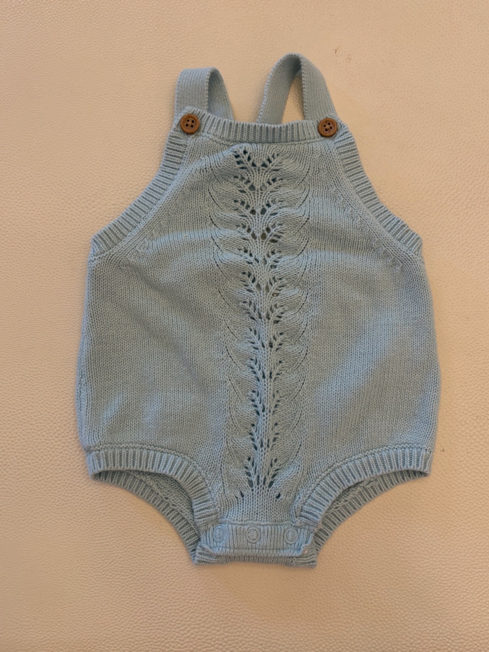 Knit Baby Romper/ overall onesie- light blue- size 3m- NWOT